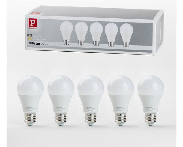 SADA 5x LED Žárovka A60 E27/9W/230V 2700K - Paulmann 28780