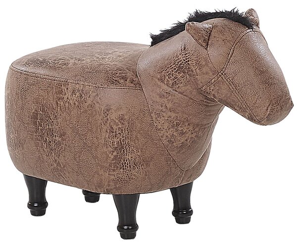 Zvířecí stolička hnědá z umělé kůže HORSE