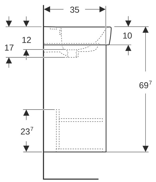 Geberit Selnova Square umyvadla se skříňkou 50 cm 504.132.DB.1