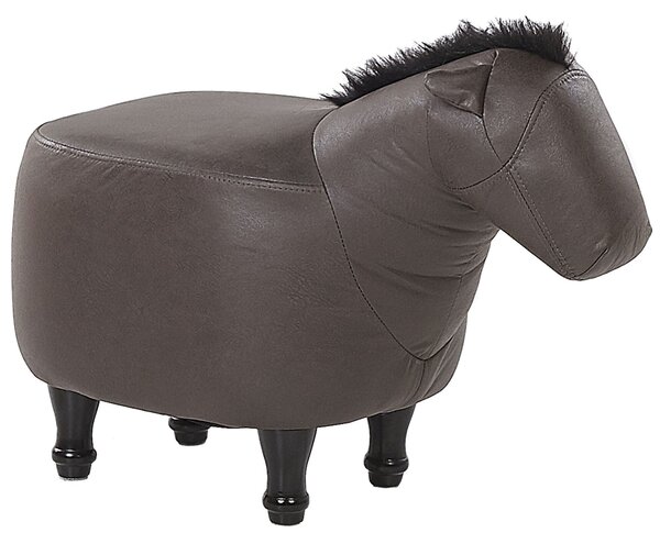 Zvířecí stolička tmavě hnědá z umělé kůže HORSE
