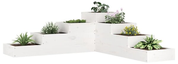 Nástěnný truhlík 4patrový 106x104,5x36 cm bílý masivní borovice