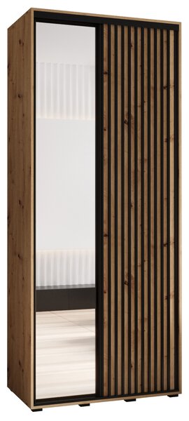 Šatní skříň BAYLIN 2 - 100/45 cm, dub artisan / dub artisan / černá