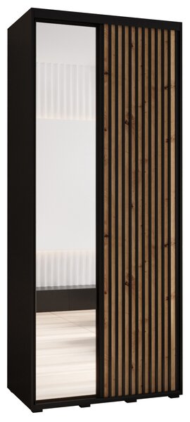 Šatní skříň FIDELIA 2 - 100/60 cm, černá / dub artisan / černá