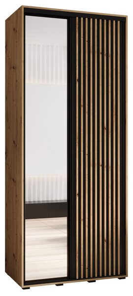 Šatní skříň FIDELIA 2 - 100/45 cm, dub artisan / černá / dub artisan