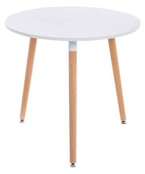 Jídelní stůl kulatý Angar, nohy natura ~ v75 x Ø80 cm - Bílá