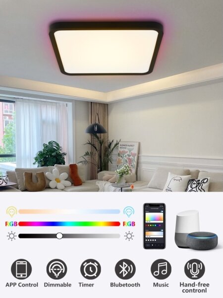 Immax NEO 07167-B40-LED RGBCCT Stmívatelné svítidlo 50W/230V Wi-Fi Tuya černá+DO