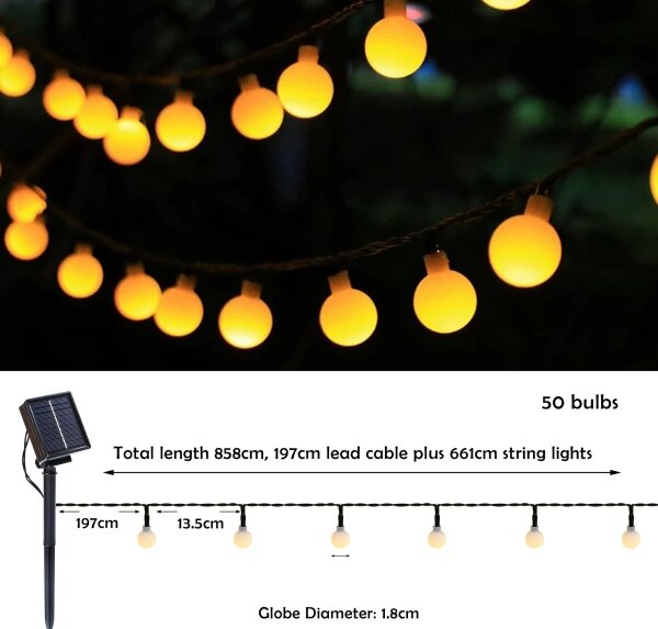 Brilagi - LED Solární dekorační řetěz BUBBLE 50xLED/8 funkcí 7m IP65 teplá bílá