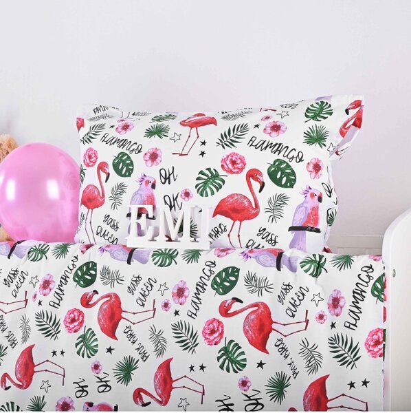 Povlečení dětské bavlněné Plameňáci EMI, Dětský set 90x130 + 45x65