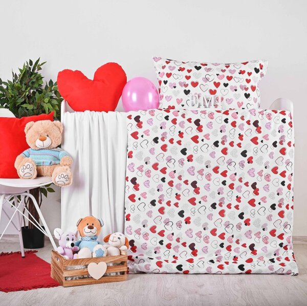 Povlečení dětské bavlněné Srdíčka EMI, Dětský set 90x130 + 45x65