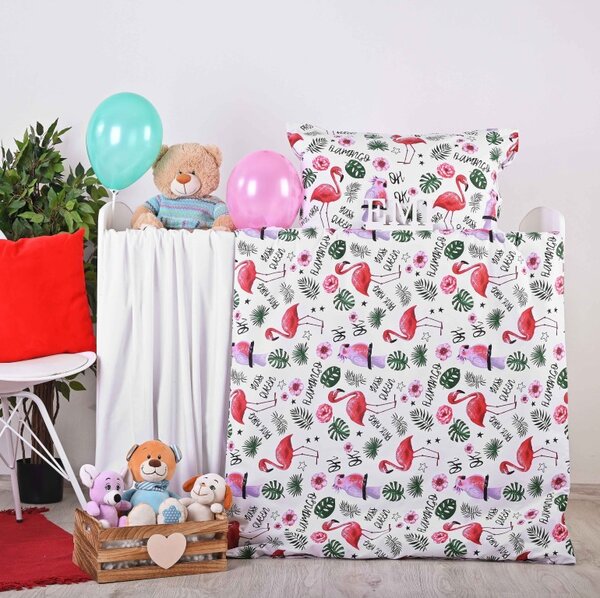Povlečení dětské bavlněné Plameňáci EMI, Dětský set 90x130 + 45x65