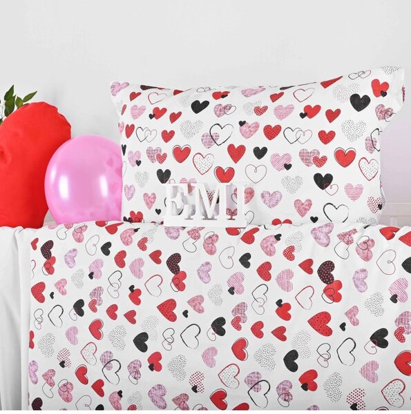 Povlečení dětské bavlněné Srdíčka EMI, Dětský set 90x130 + 45x65