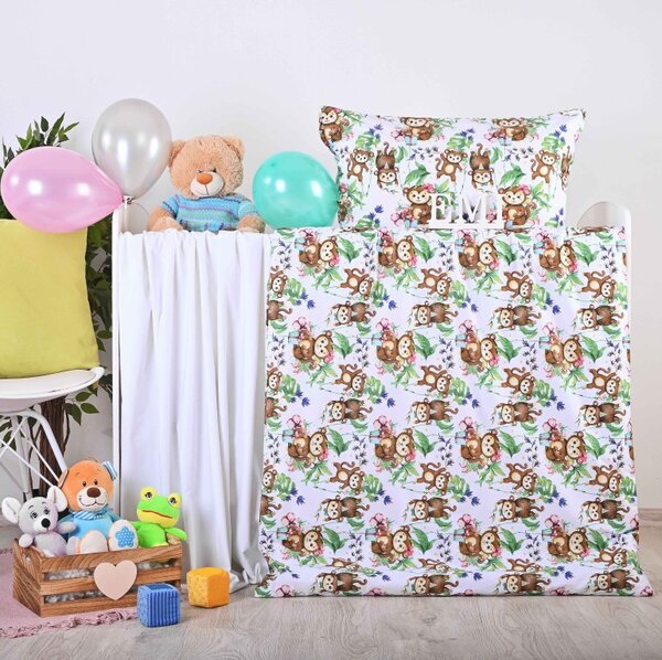 Povlečení dětské bavlněné Opice EMI, Dětský set 90x130 + 45x65
