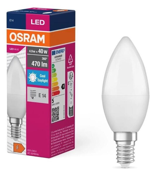LED Žárovka VALUE B40 E14/4,9W/230V 6500K - Osram