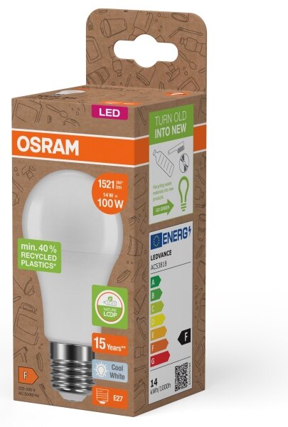 LED Žárovka z recyklovaného plastu A100 E27/14W/230V 4000K - Osram