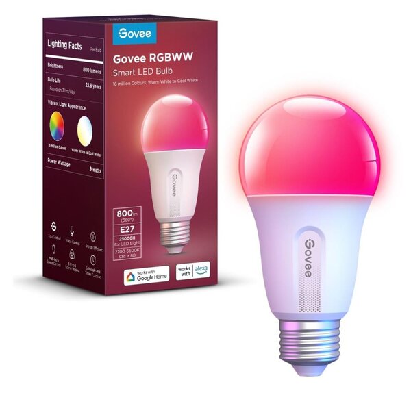Govee - LED RGBWW Stmívatelná žárovka Smart E27/9W/230V 2700-6500K Wi-Fi