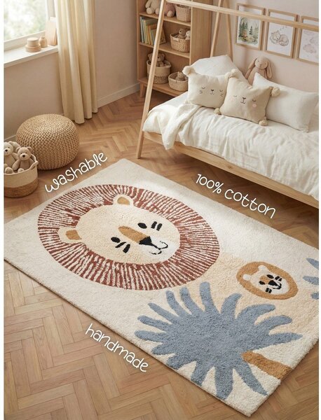 Krémový pratelný/ručně tkaný bavlněný dětský koberec 140x200 cm Snuggle Leander – Hanse Home