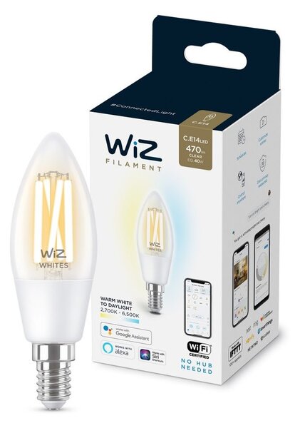 LED Stmívatelná žárovka C35 E14/4,9W/230V 2700-6500K CRI 90 Wi-Fi - WiZ