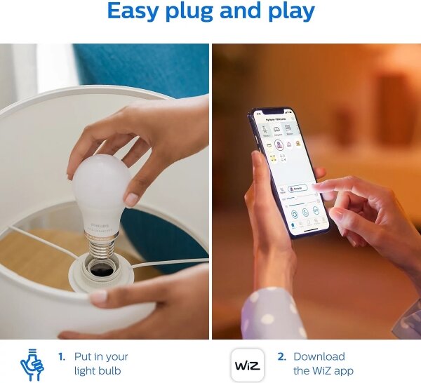 SADA 2x LED Stmívatelná žárovka Philips A60 E27/8W/230V Wi-Fi