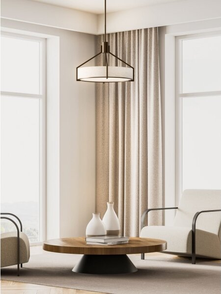 Open Design OR85679- Lustr na tyči DORETTO 6xE27/15W/230V pr. 70 cm hnědá/béžová