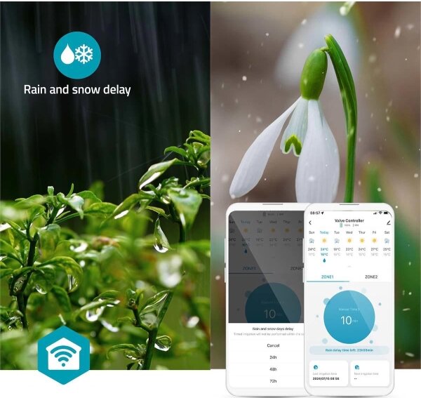 Nedis BTWV20GY - Regulátor průtoku vody 4xAA Wi-Fi Tuya IP54