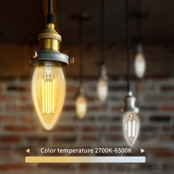 LED Stmívatelná žárovka FILAMENT C35 E14/4,5W/230V 2700-6500K Wi-Fi - Aigostar