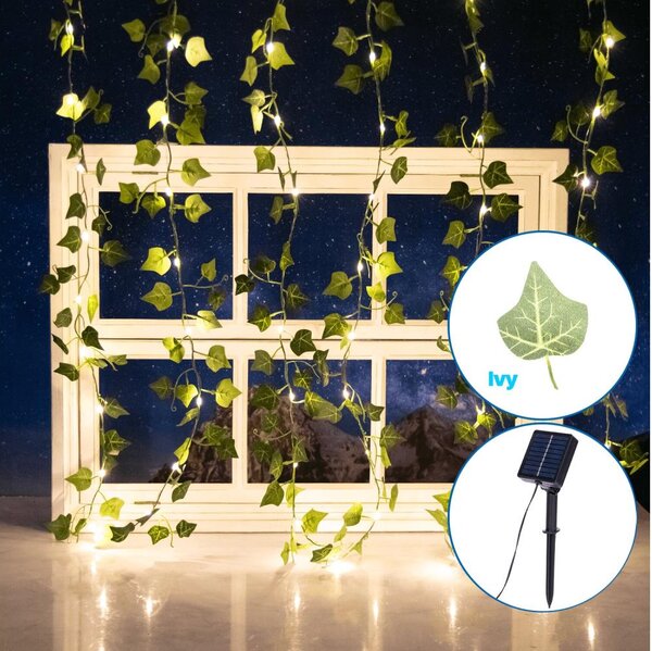 Aigostar - LED Solární řetěz 70xLED/4x1m IP65 teplá bílá ivy