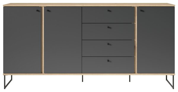 ŠIROKÁ KOMODA, antracitová, barvy dubu, 180/89/38 cm Xora, Online Only