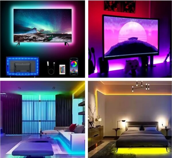 LED RGB Stmívatelný pásek LED/6W/5V USB 2 m + dálkové ovládání