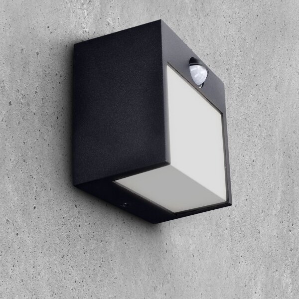 Brilagi-LED Venkovní nástěnné svítidlo se senzorem TERNI LED/12W/230V černá IP44