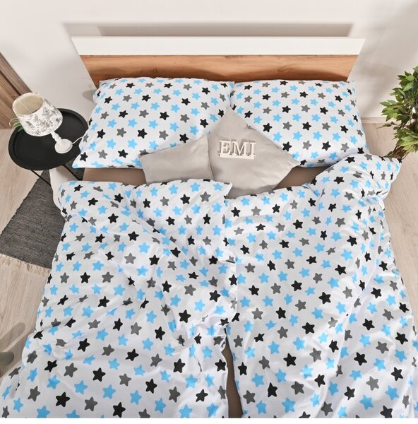 Povlečení bavlněné hvězdičky modré EMI, Standardní set jednolůžko obsahuje 1x 140x200 + 1x 70x90