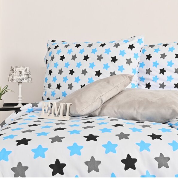 Povlečení bavlněné hvězdičky modré EMI, Standardní set jednolůžko obsahuje 1x 140x200 + 1x 70x90