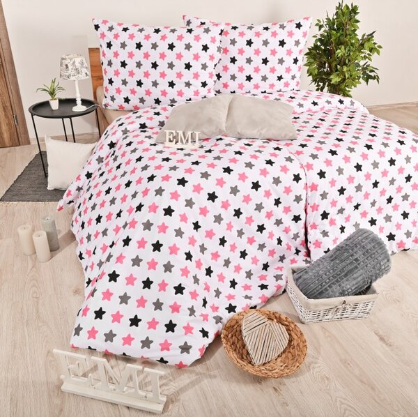 Povlečení dětské hvězdičky růžové EMI, Dětský set 90x130 + 45x65