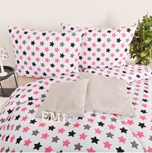 Povlečení dětské hvězdičky růžové EMI, Dětský set 90x130 + 45x65