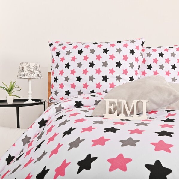 Povlečení dětské hvězdičky růžové EMI, Dětský set 90x130 + 45x65
