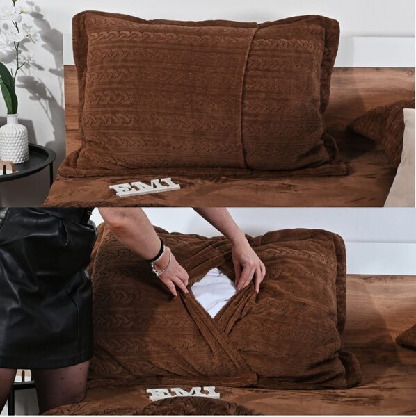 Povlečení z mikroplyše Banu hnědé EMI, Standardní set jednolůžko obsahuje 1x 140x200 + 1x 70x90