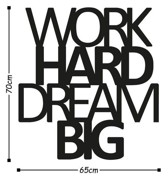 ASIR Nástěnná dekorace kov WORK HARD DREAM BIG 65 x 70 cm