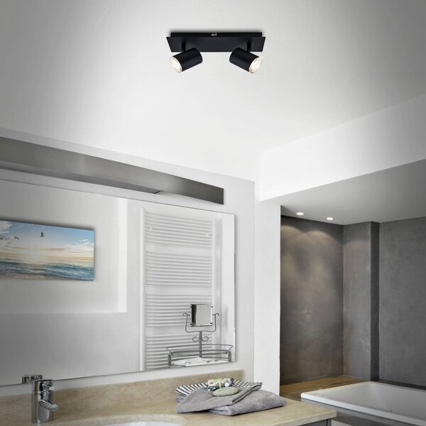 Briloner Bodové světlo Banyo Splash GU10 IP44 2 zdroje, stmívatelný, Černá, Obývací pokoj / jídelna, kov, Moderní
