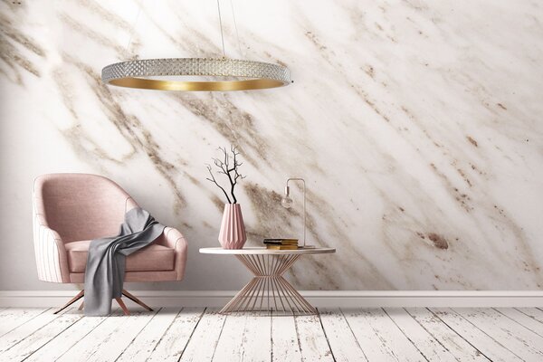 Toolight Toolight, LED křišťálové závěsné svítidlo 60x60 cm APP1203-CP, zlatá, OSW-04592