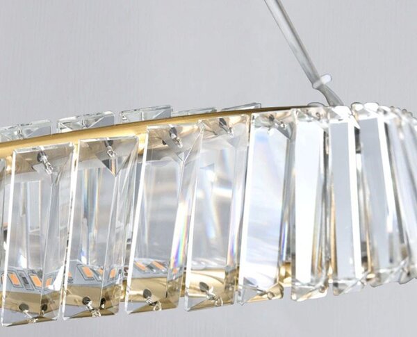 Toolight Toolight, LED křišťálové závěsné svítidlo 27W APP1201-CP, čirá-zlatá, OSW-04591