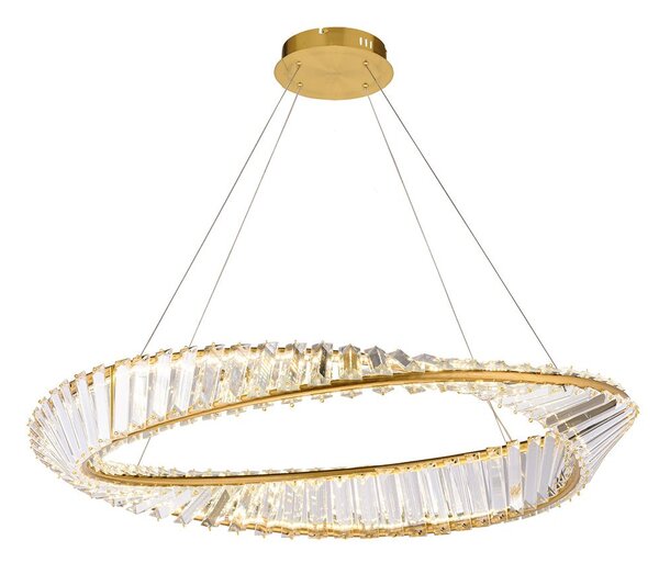 Toolight Toolight, LED křišťálové závěsné svítidlo 27W APP1201-CP, čirá-zlatá, OSW-04591
