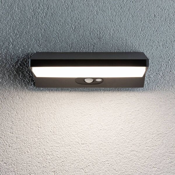 Paulmann House LED nástěnné světlo, senzor 15 cm, Černá, Hliník, Moderní