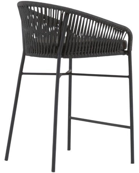 Černá pletená barová židle Kave Home Yanet 65 cm