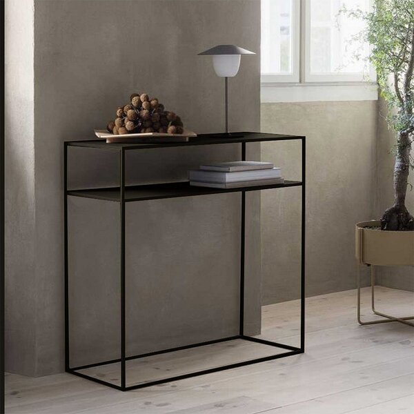 Černý Konzolový stolek Asude 80 × 85 × 30 cm KALUNE DESIGN