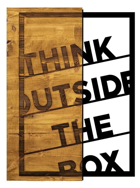 ASIR Nástěnná dekorace dřevo THINK OUTSIDE THE BOX 42 x 58 cm