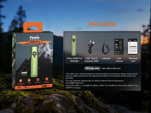 Fenix E06RPROEUOLI-LED St. nab. svítilna LED/USB 1650mAh IP66 1600lm 111h zelená