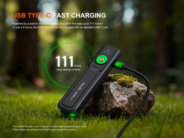 Fenix E06RPROEUBLC-LED Stm. nab. svítilna LED/USB 1650mAh IP66 1600lm 111h černá