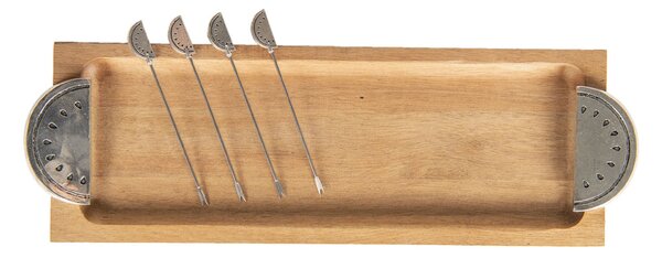 Dřevěné servírovací prkénko s melounem a párátky v dárkové krabičce - 44*14*4 cm - Clayre & Eef
