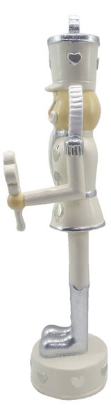 Béžová dekorace socha Louskáček s trojlístkem - 9*9*35 cm - Clayre & Eef
