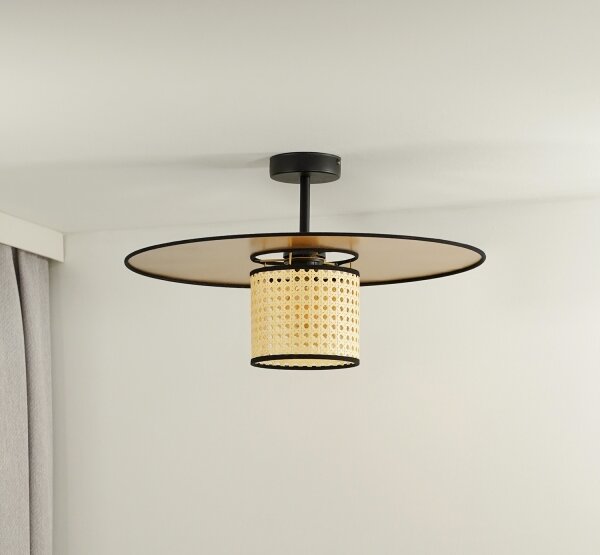 Duolla - Přisazený lustr TOKYO RATTAN 1xE27/15W/230V pr. 50 cm zlatá/ratan