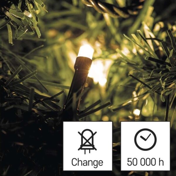 LED venkovní řetěz 80xLED/3xAA 6,1m IP44 teplá bílá